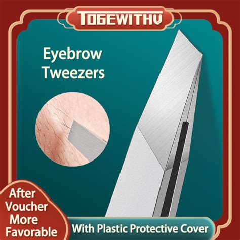 Stainless Steel Slant Tweezer Precision Tweezers For Eyebrows Ingrown