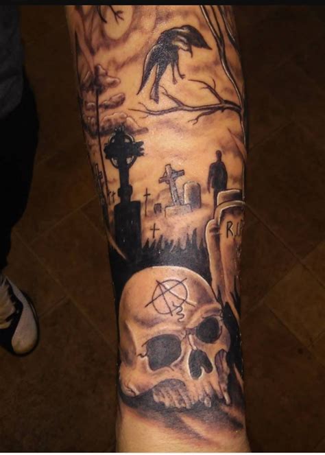 Pin By Alex Pillon On Tatuaggi Graveyard Tattoo Skull Sleeve Tattoos