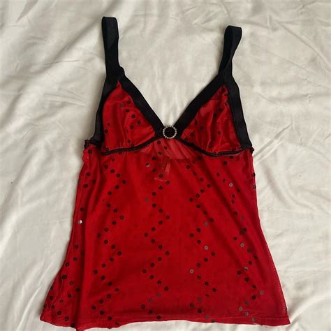 Vintage Rampage Top Sheer Red And Black Lingerie Top Depop