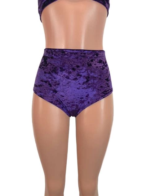 Purple Crushed Velvet High Waisted Hot Pants Booty Shorts Etsy