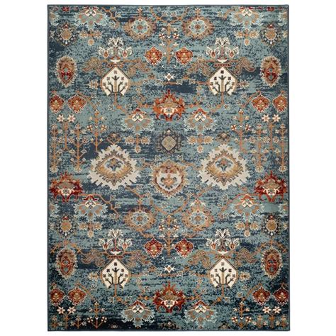 Amer Rugs Allure 9 X 12 Teal Blue Oriental Pattern Area Rug For High