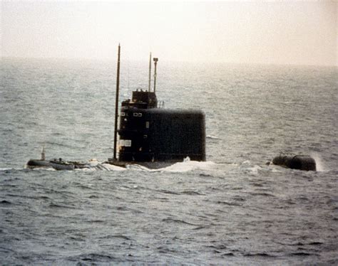 A Port Bow View Of A Soviet Golf II Class Ballistic Missile Submarine