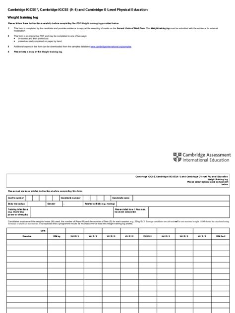 Weight Training Log IGCSE | PDF | Weight Training