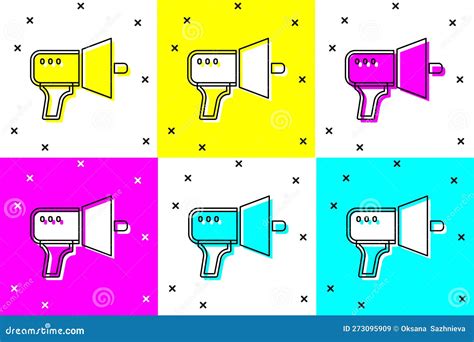 Definir Cone Megafone Isolado No Plano De Fundo De Cor Sinal Do Alto