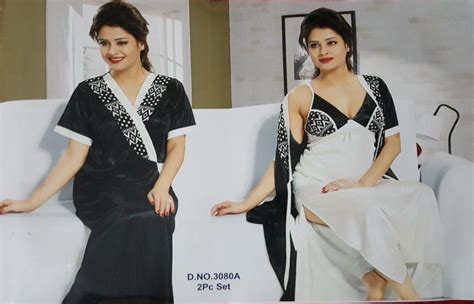 Buy Daily Women S Night Set 2p Nighty Overcoat Hot Bed Dress Sleep Wear 3080A Black White