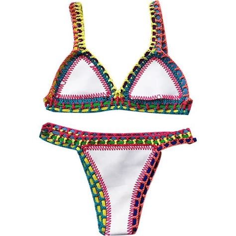 Maillot de Bain Bikini Sexy Femme Pièces Tricoté Triangle Crochet Haut et Bas Taille Basse