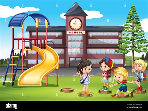 Children playing at school playground Stock Vector Image & Art - Alamy