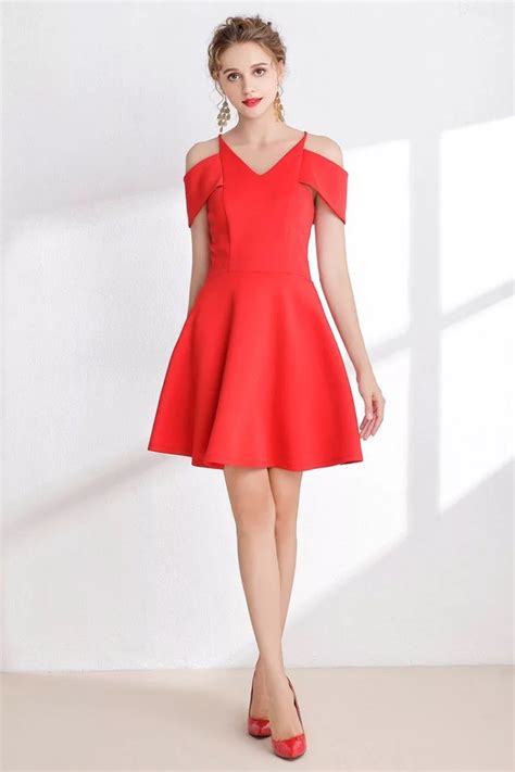 Simple Hot Red Satin Cocktail Prom Dress 7802 Dk9303