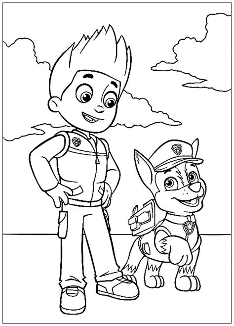 Patrol : The fine team : Ryder and Chase - Paw Patrol Coloring Pages