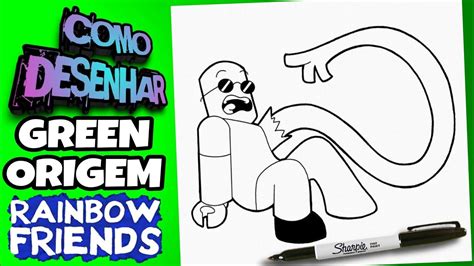 Como Desenhar O Green A Origem Do Roblox Rainbow Friends How To Draw