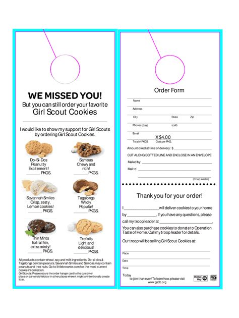 Girl Scout Cookie Order Form Fill Out Sign Online Dochub