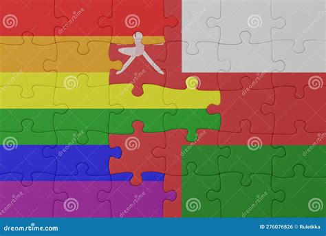 Puzzle With The Flag Of Rainbow Gay Pride And Oman Macro Stock Photo Image Of Patriot