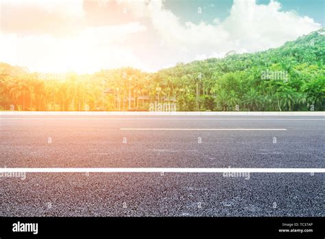 Asphalt Pavement Under Blue Sky And White Clouds Car Advertising