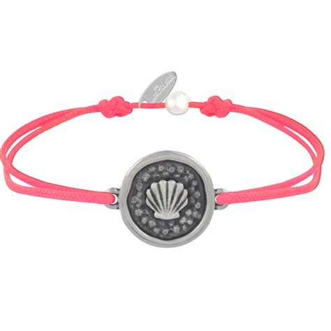 Bracelet Lien M Daille Ronde Laiton Argent Coquillage Rouge Fluo Les