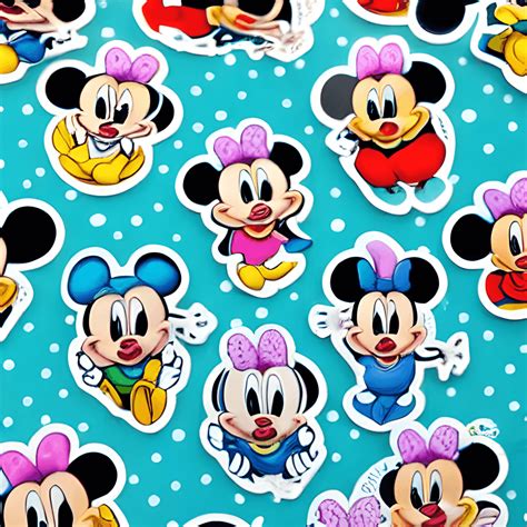 Funny Mickey Mouse Stickers Kawaii Chibi Hyper Realistic Intricate