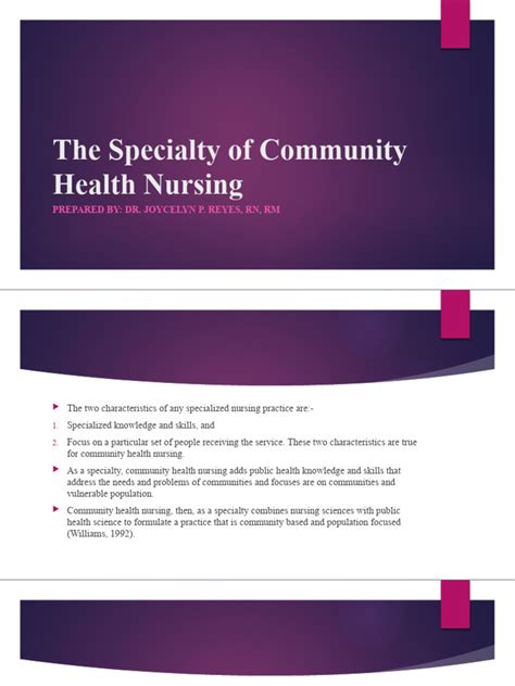 The Specialty Of Community Health Nursing Pdf Nursing Holism