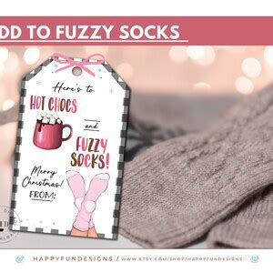 Hot Chocs And Fuzzy Socks Gift Tag Printable Christmas Socks Tag Hot Cocoa Gift Tag Pta Thank