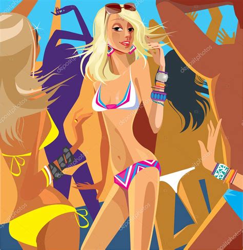 Beauty Girl In Beach Party Stock Vector Image By ©filitova 23664245