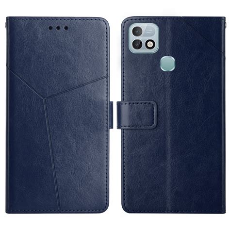 For Infinix Hot 10i Smart 5 Pro HT01 Y Shaped Pattern Flip Leather Phone Case Blue Alexnld