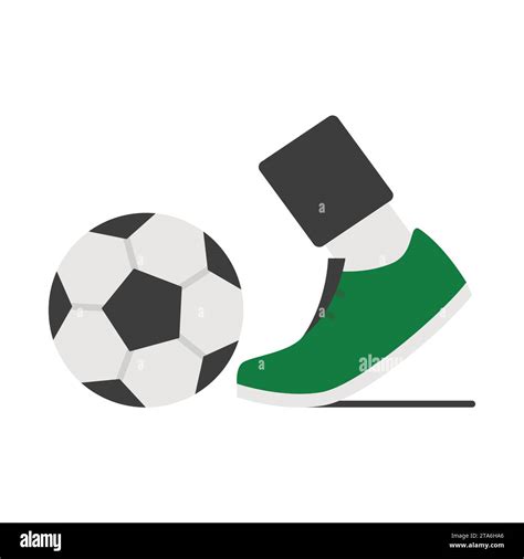 Soccer Or Football Icon Leg Kicks The Ball Vector Illustration Stock