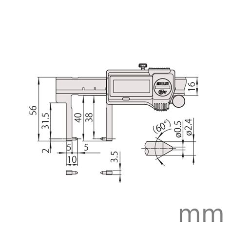 Mitutoyo Mm Absolute Digimatic Neck Jaw Point Type