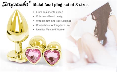 Amazon Pcs Set Luxury Metal Butt Toys Heart Shaped Anal Trainer Jewel Butt Plug Kit S M