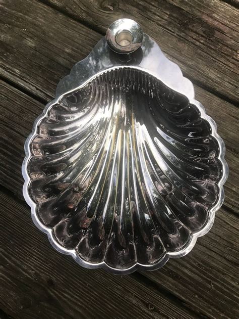 Vintage Sheridan Silver Plated Candle Holder With Attached Seashell