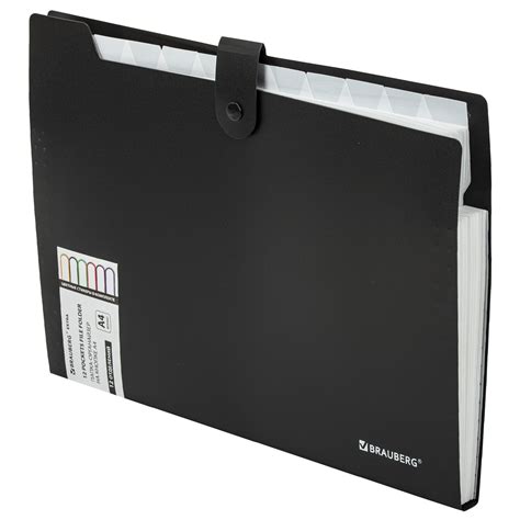 Папка-органайзер Brauberg для документов А4 на кнопке канцелярская 12 ...