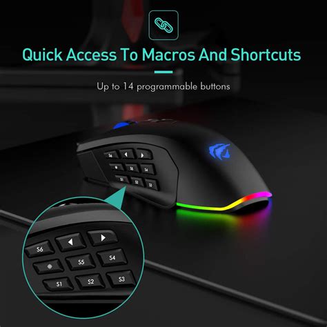 HAVIT MS760 Pro Gaming Mouse with 12000 DPI, Interchangeable Side Plat