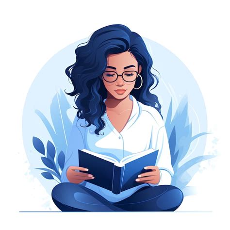 Premium Ai Image Minimalist Flat Vector Style Beautiful Illustration Of A Woman Reading A Book