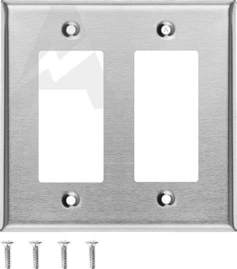 Stainless Steel Outlet Covers for Decorator Switches, 2-Gang Standard