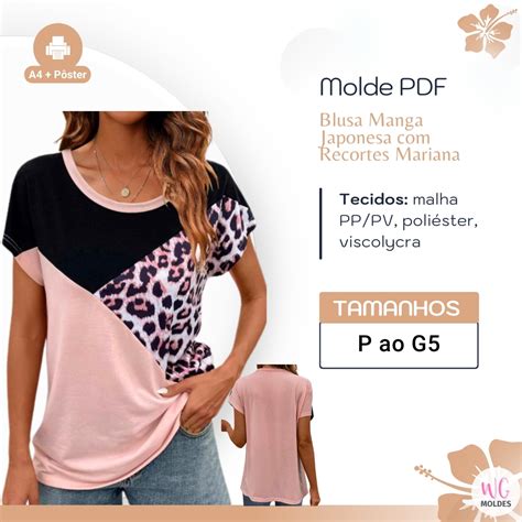 MOLDE BLUSA RECORTES MANGA JAPONESA MARIANA Moldes WG Hotmart