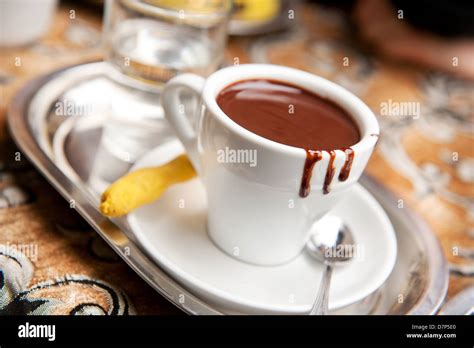 Cup With Hot Milk Chocolate And Ginger Cookie Stock Photo Alamy