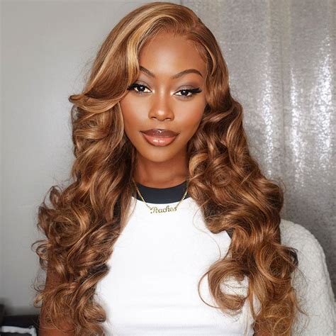 Honey Blonde Piano Highlights Body Wave Wig 6x5 13x4 HD Lace Front H
