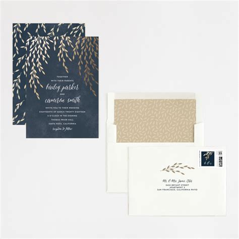 Foil Foliage Foil-Pressed Wedding Invitations by Anupama | Minted