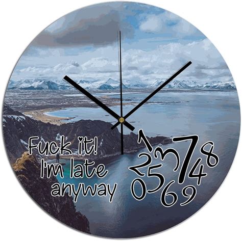 Amazon COCOKEN Fuck It I M Late Anyway Wall Clock Natural Landscape Inch Large Wall