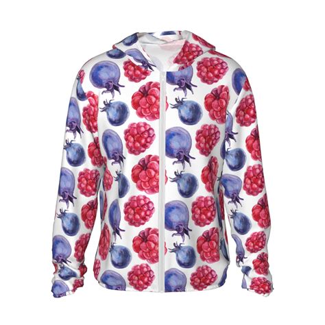 Sun Protection Hoodie Jacket Red Blue Berry Sun Shirts For Men Women