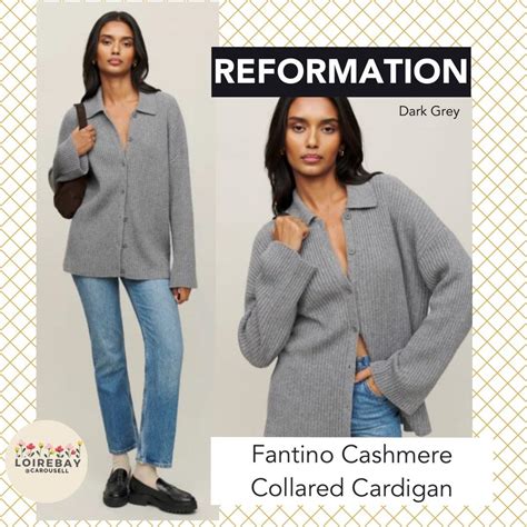 Reformation Fantino Cashmere Cardigan Dark Grey Womens Fashion