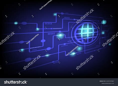 World Electronic Circuit Through Globe Icon Stock Vector Royalty Free