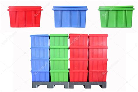 Mix Color Plastic Box Packaging Of Finished Goods — Stock Photo