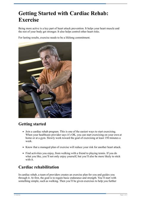 PDF - Getting Started With Cardiac Rehab: Exercise - HealthClips Online