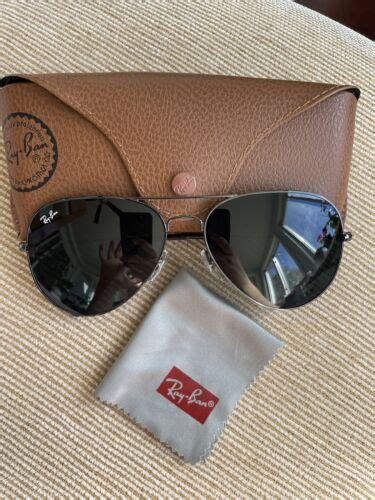 Ray Ban Sunglasses Men Aviator 62 Mm Gunmetal Frame Black Glass Ebay