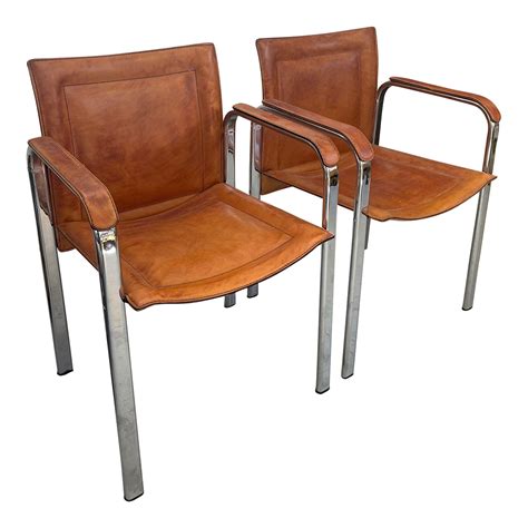 1970s Swedish Mid Century Modern Leather Chairs Set Of 2 Chairish