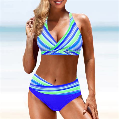 TKing Fashion Womens High Cut Bikini Sets Halter Cheeky Swimsuit Deep V Neck Sexy Bikinis For