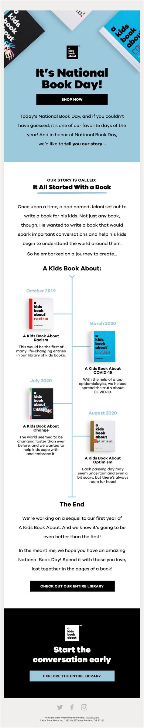 Happy National Book Day! from A Kids Book About - Desktop Email View | Really Good Emails