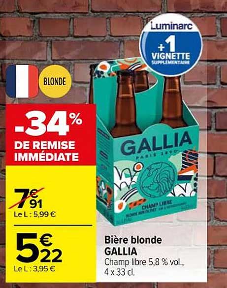 Promo Bière Blonde Gallia chez Carrefour Market iCatalogue fr