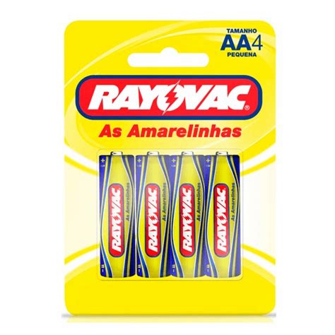 Pilha Amarelinha Rayovac AA C 4 Un Pilha Normal Pequena 4 Unidades