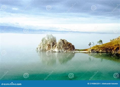 nature  baikal landscape   shores  lake baikal stock image