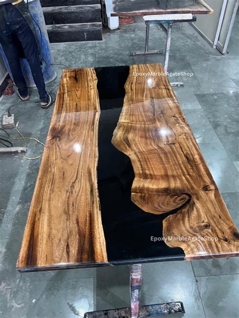 Black Epoxy,resin Table,large Epoxy Table Top, Clear Resin Epoxy Table