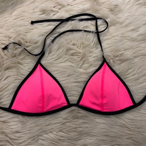 Swim Neon Pink Triangle Bikini Top Poshmark
